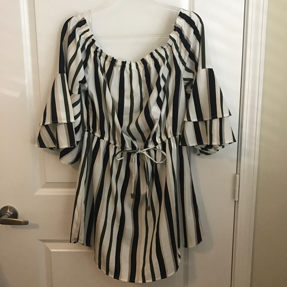 SOLD Off the Shoulder Striped Dress